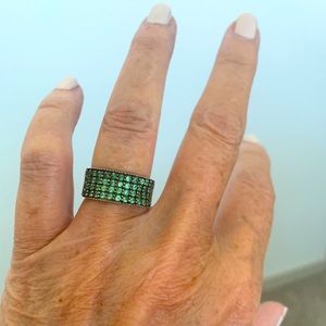 Sterling silver and tsavorite garnet ring
